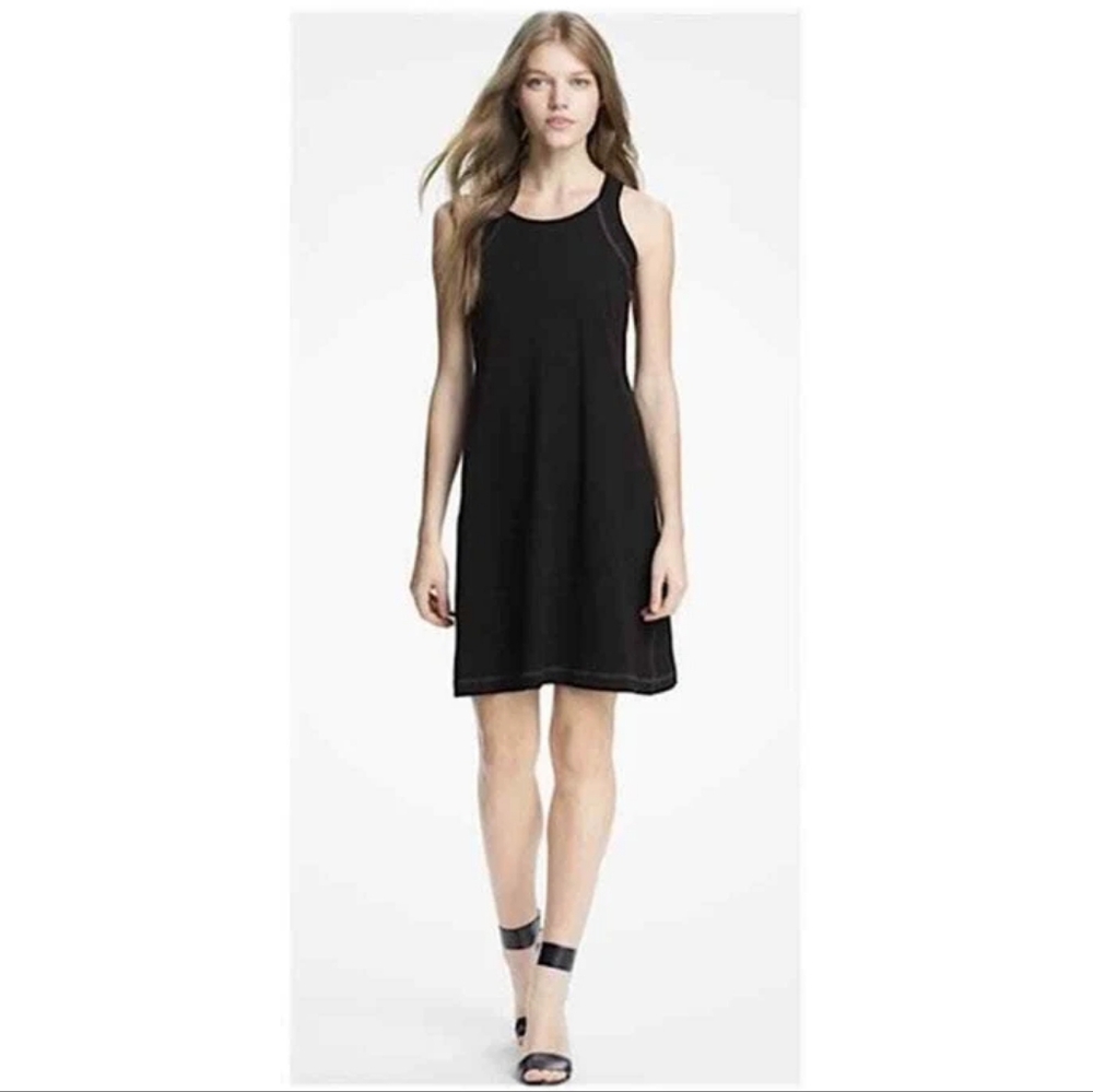 EILEEN FISHER Black Round Neck Tank Dress  Sleeveless Organic Cotton- S